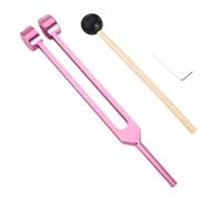 Koolenry Healing Chakra 128 Hz Tuning Fork Set Aluminium Alloy Sound Therapy Bio-Acoustic Tunable Colorful Adjustable Fors Pink