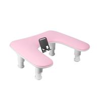 Koolenry Height Adjustable U-Shaped Arm Rest for Nails Tech,Manicure Nail Arm Rest with Rotating Phone Stand Pink