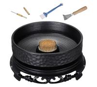 Koolenry Ikebana Kit with 2.1-Inch Flower Frog,Ceramic Flower Pot,Needle Straightening Tool Flower Pot Base, and Cleaning Hollow