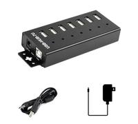 Koolenry Industrial 7-CH USB 2.0 Expansion HUB USB Port Adapter for Win11/10/8 Linux with 5V Power Adapter UK Plug