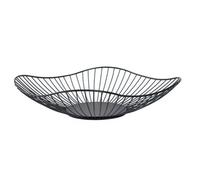 Koolenry Iron Fruit Container Bowl Drain Basket Home Display Table Snacks Bread Storage Tray Short Black