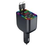 Koolenry L3 Car Kit Bluetooth LED Wireless Mp3 FM Transmitter Audio Receiver Retractable USB Type-C 2 Ports Fast Charging Charger