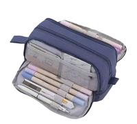 Koolenry Large Capacity Multi-Function Pencil Case Four-Opening Popular Uniform Simple Solid Color Pencil Case A