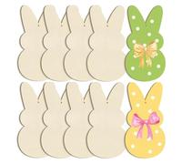 Koolenry Large Size 7 Inch Wooden Easter Ornaments to Paint, Wooden- Bunny Happy Easter Cutouts DIY Blank