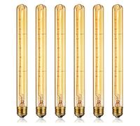 Koolenry LED Tubular Decorative Light Bulb E27 40W Retro Light Bulb Dimmable Virtual Filament Vintage Bulb 220V Industrial Home Bar Chandelier Beautiful Tube Decor Bulb 6 Pcs