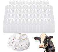 Koolenry Livestock Ear Tags Blank Cow Ear Tags 100 Pieces Large Plastic for Cow Horse Dog Pig Goat Sheep Farm Management A