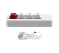 Koolenry Macro-Programmable 4-Key Keyboard 4-Key Wired Hot-Swappable Keyboard Ergonomic Wired Design for PC/Desktop Gamers 4 Keys White