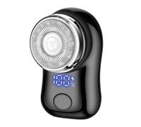Koolenry Man Electric Beard Shaver with Digital Displa, USB Rechargeable Spiral Dry/Wet Use, Stainless Steel Mini Sha Black