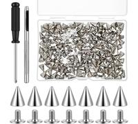 Koolenry Metal Tree Spike Screwback Studs 200 Pcs Cone Spikes Punk Spikes and Studs Kit for DIY Leathercraft Decoration Suitable