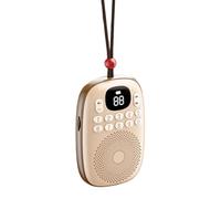 Koolenry Mini Pocket FM Radio Rechargeable Bluetooth 5.4 Speaker LED Display Digital Radios Receiver TF Card MP3 Music Box Player Yellow