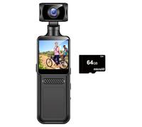 Koolenry Multi-Functional 4G 2K Digital Camera, Body-Worn with 180° Rotation, Suitable for Biking and Driving, Includes 64G Memory