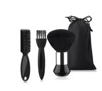 Koolenry Neck Duster Brush 3-Pack Soft Nylon Trimmer Shaver Razors Cleaning Kit with Storage Bag for Barber Hair Blade Clipper