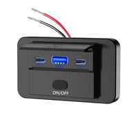 Koolenry NEW 12-24V PD Type-C USB Ports QC3.0 and PD3.0 with Switch Fast Charging USB Power Panel for Car Truck RV Blue