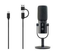 Koolenry PD11 Dynamic Microphone Recording Mic with XLR/USB Connector, Gain Knob/Touch-Mute Function Headphone Jack for PC Sound Card Streaming