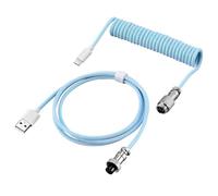 Koolenry Phone Charging Cord USB Mechanical Keyboard Adapter Coiled Cable Type C Aviation Connector Wire for Desktop PC Blue