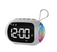 Koolenry Portable Alarm Clock FM Radio Alarm Clock FM Radio Bluetooth Speakers Colorful Night Light Subwoofer with Dimming Display Dual Alarm Music Player White