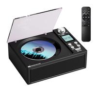 Koolenry Portable Bluetooth Retro CD Clayer Bluetooth Retro CD Clayer Dual Speakers Hifi Sound Quality, Supports USB/TF Card/FM Audio Speaker CD Player Black