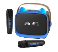 Koolenry Portable Bluetooth Speaker Mini Wireless Karaoke Machine with 2 Microphone K Song Family Sing Machine Blue