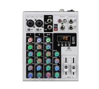 Koolenry Portable DJ Karaoke Mixer 4-Channel XLR Audio Mixer Console XLR Bluetooth 48V Phantom Power for PC MP3 Recording UK Plug