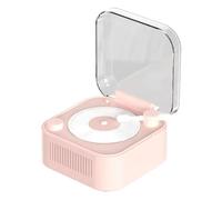 Koolenry Portable Pink Vintage Turntable Bluetooth Speaker, Extended Battery Life, Decorative Mini Sound Box