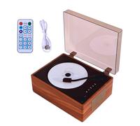 Koolenry Portable Rechargeable Bluetooth Speaker Retro Rechargeable CD Player Remote Control, Button Control High- Reading Technology Wireless andWired Connection Wood Brown