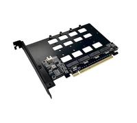 Koolenry R34A PCIE 5.0 Gen5 X16 to 4-Port Card M. 2 NVMe Hard Drive Split Adapter 128Gbps Expansion Card 4-Disks