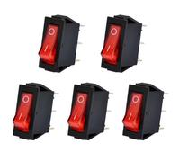 Koolenry Red Lighted Rocker Switch for Electric Fireplaces- 5Pcs 3 Pin 2 Position Mini Boat Rocker Swtiches Switches On-Off Control