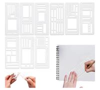 Koolenry Reusable Drawing& Lettering Template 9-Pack Handmade Flexible Record Stencil Set for DIY Planner Crafts