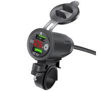 Koolenry Rider Handlebar Rack Car Charger Fast Charge QC3.0 Motorcycle Handlebar Charger Motor Handlebar Charger with Voltage Display Red Aperture