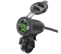 Koolenry Rider Handlebar Rack Car Charger Motorcycle Handlebar Charger Motor Handlebar Charger with Voltage Display Green Aperture