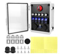 Koolenry Rocker Switch Marine Toggle Switch Panel Box 5 Gang Waterproof LED Lighted USB Charger LED Voltmeter with Breaker