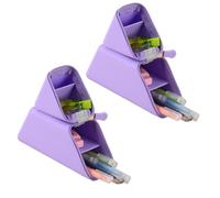 Koolenry Silicone Pencil Case 2pc Large Capacity Student Pencil Bag Gradient Rectangular Stationery Organizer Pencil Case Violet