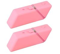 Koolenry Silicone Pencil Case Gradient Rectangular 2pc Large Capacity Student Pencil Case Stationery Organizer Pencil Bag Pink