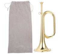 Koolenry Small Trumpet Bugle Brass Golden Horn Simple Beginner Wind Instrument for School Band Child Student