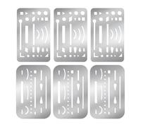 Koolenry Stainless Steel Erasing 6PCS 2 Styles Eraser Shield Eraser Template Drawing Template Shield Drafting Tools
