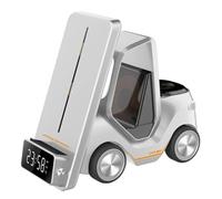 Koolenry T20 5 in 1 Wireless Charging Stand, 15W Fast Charging Station with Alarm and Ambient Light Supports Phone SmartWatch,Earbuds Desk Placement White