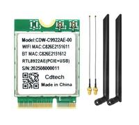 Koolenry Tri-Band RTL8922AE WiFi7 Card 2.4G/5G/6G Wireless Network Adapter 6338Mbps Bluetooth 5.4 M. 2 for Win10/for Win11