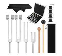 Koolenry Tuning Fork Set 4Pcs(128Hz, 136.1Hz, 528Hz, 4096Hz) for Sound Therapy,Reliever Stress for Healing Chakra