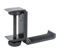 Koolenry Under Desk Headset Stand Foldable Headset Hanger Mount Aluminum Gaming Headphone Clamp Hook Non-Slip Silicone Pads Black