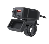 Koolenry Universal Motorcycle USB+Type-C Charger QC3.0 Handlebar Fast Charging Waterproof Socket Adapter