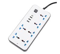 Koolenry Universal Power Strip UK Plug 1.8m Extension Cord with USB-C & USB Ports for Charging and Power Supply White