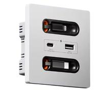 Koolenry Universal Smart Socket with Charging Line USB C Port PC Power Wall Panel, Mobile Phone Charging Type C