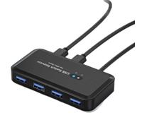 Koolenry USB KVM Switch Adapter 2 Input 4 Output USB 3.0 Switcher for Printer Sharing Sharer for Computer Keyboard