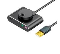 Koolenry USB Sound Card Converter 3.5 mm Headset Microphone Port Driver-Free for Desktop and Notebook Dark Grey