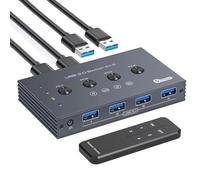 Koolenry USB3.0 Switcher KVM Switcher USB3.0 5Gbps Rate Power Free Operation Fit Computer Mouse Keyboard USB Devices