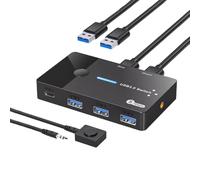Koolenry USB3.0 to Type-C Device Support USB3.0 Switch 2 in 4 Out KVM Switch Laptop Host Sharing Keyboard, Mouse, and Printer