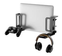 Koolenry Vertical Laptop Stand, No Drill Desk Side Adjustable Holder Organizer Clamp on Black