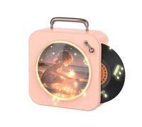 Koolenry Vintage Bluetooth Player Stereo Sound Stereo Sound Effects Radio Vinyl Record Small Stereo Home CD Player Pink