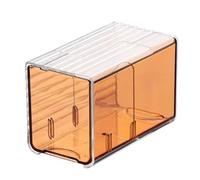 Koolenry Wall-Mounted Cotton Pad and Swab Organizer Box, Punch-Free Transparent Plastic Cosmetic Storage Container with Drawer C