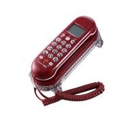 Koolenry Wall Mounted Phone Small Crystal Base Mini Telephone Fixed Landline Phone B365 Improved Display Feature Red